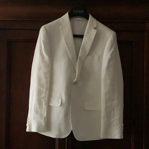 White linen classic 2 button boys blazer 14R
